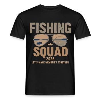 Équipe de pêche 2026 - T-shirt homme - noir - Devant - AI Model Male 178 light (178cm)