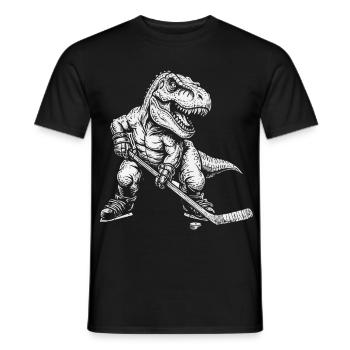 Eishockey Dinosaurier Jungen Eishockeyspieler - Men's T-Shirt - black - Front - AI Model Male 178 light (178cm)