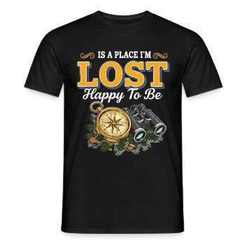 Lost Happy To Be Kompass-Wanderfernglas - Männer T-Shirt - Schwarz - Vorne - AI Model Male 178 light (178cm)