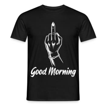 Tenue sarcasme du majeur du bon matin - T-shirt homme - noir - Devant - AI Model Male 178 light (178cm)
