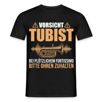 Vorsicht Tubist Fortissimo Ohren zuhalten Tuba - Männer T-Shirt - Schwarz - Vorne - AI Model Male 178 light (178cm)