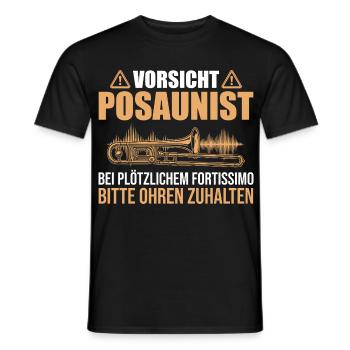 Vorsicht Posaunist Ohren zuhalten - Posaune - Männer T-Shirt - Schwarz - Vorne - AI Model Male 178 light (178cm)