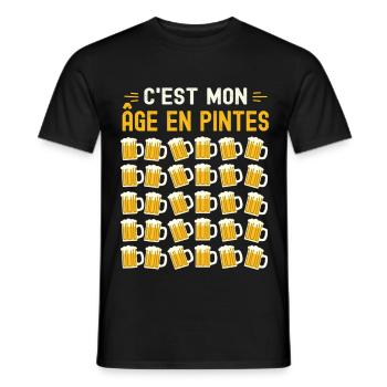 Mon Âge En Pintes 30 ans Humour Anniversaire Bière - T-shirt homme - noir - Devant - AI Model Male 178 light (178cm)