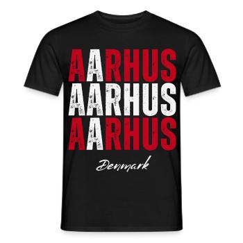 Aarhus in the Heart, Denmark present - Men's T-Shirt - black - Front - AI Model Male 178 light (178cm)