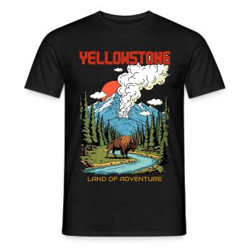 Yellowstone National Park Land Of Adventure - Men's T-Shirt - black - Front - AI Model Male 178 light (178cm)