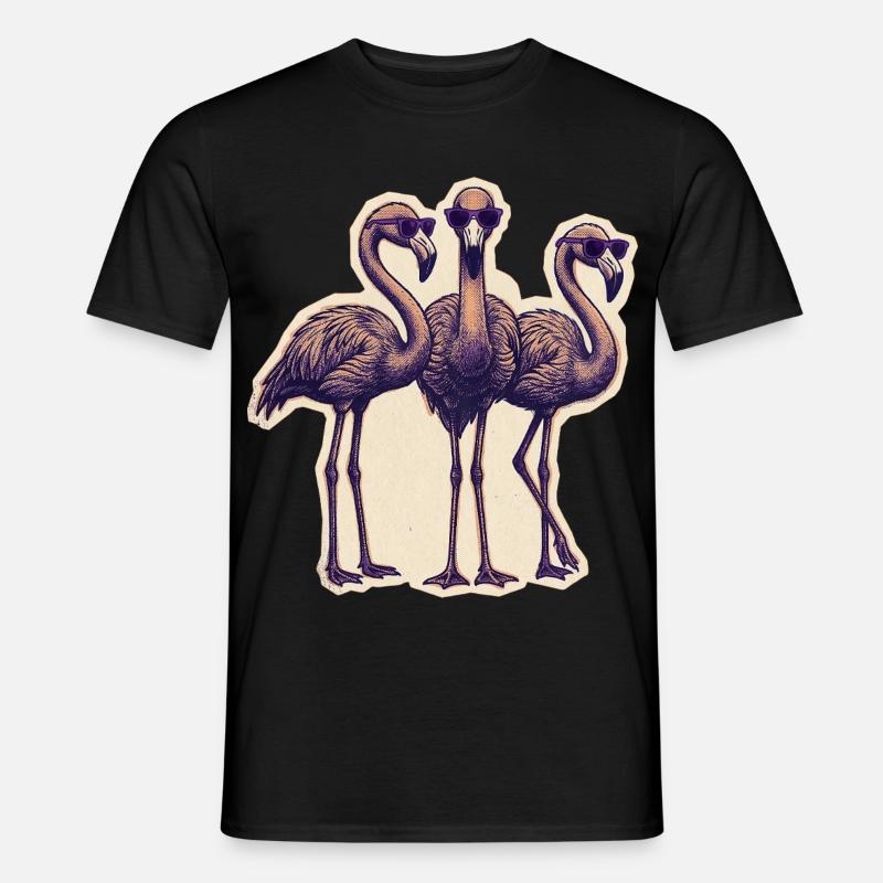 Flamingos Mit Sonnenbrille - Männer T-Shirt - Schwarz