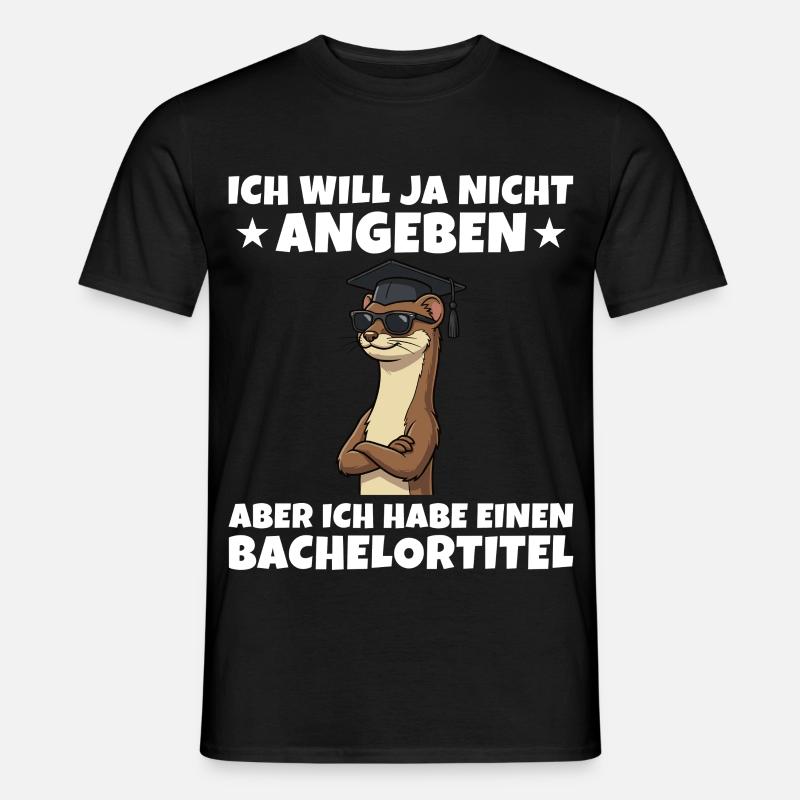 Bachelortitel geschafft Wiesel Studium Abschluss - Männer T-Shirt - Schwarz