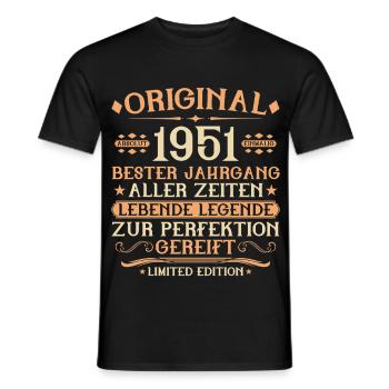 1951 Geboren Lebende Legende 75. Geburtstag - Männer T-Shirt - Schwarz - Vorne - AI Model Male 178 light (178cm)