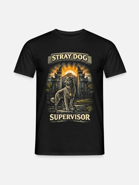 Bali Travel Stray Dog Supervisor - Men's T-Shirt - black