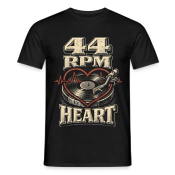 Disques vinyles de collection 44 tours Cœur - T-shirt homme - noir - Devant - AI Model Male 178 light (178cm)