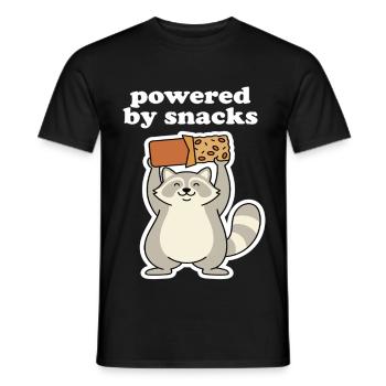 Powered by Snacks Raccoon Motif - Men's T-Shirt - black - Front - AI Model Male 178 light (178cm)