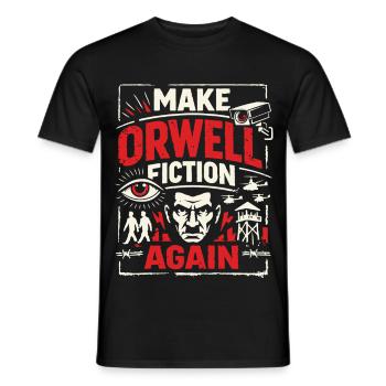 Make Orwell Fiction Again - Men's T-Shirt - black - Front - AI Model Male 178 light (178cm)