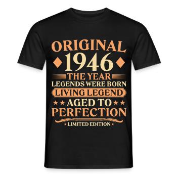 Original 1946 Legend – 80th Birthday Vintage - Men's T-Shirt - black - Front - AI Model Male 178 light (178cm)