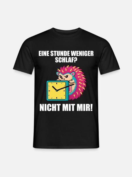 Igel Zeitumstellung Uhr - Männer T-Shirt - Schwarz