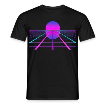 80er Retro Sonnenuntergang Neon Horizon Gamer  - Männer T-Shirt - Schwarz - Vorne - AI Model Male 178 light (178cm)