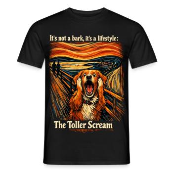 Grand Cri : Retriever canard de Nouvelle-Écosse - T-shirt homme - noir - Devant - AI Model Male 178 light (178cm)