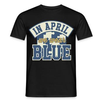 In April we wear Blue - Men's T-Shirt - black - Front - AI Model Male 178 light (178cm)
