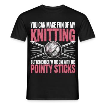 Vous pouvez vous moquer de mon tricot – Humour - T-shirt homme - noir - Devant - AI Model Male 178 light (178cm)