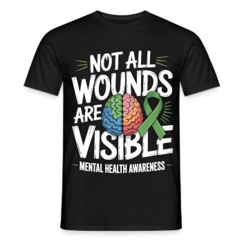 Toutes les blessures ne sont pas visibles – santé mentale - T-shirt homme - noir - Devant - AI Model Male 178 light (178cm)