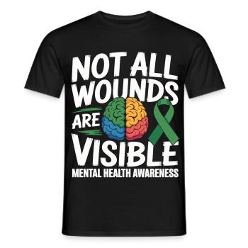Toutes les blessures ne sont pas visibles – santé mentale - T-shirt homme - noir - Devant - AI Model Male 178 light (178cm)