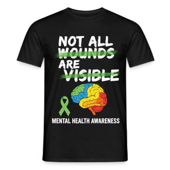Toutes les blessures ne sont pas visibles – santé mentale - T-shirt homme - noir - Devant - AI Model Male 178 light (178cm)