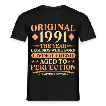 Original 1991 Vintage – 35. Geburtstag Legende - Männer T-Shirt - Schwarz - Vorne - AI Model Male 178 light (178cm)