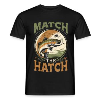 Fliegenfischen Fliegenangler Match The Hatch - Männer T-Shirt - Schwarz - Vorne - AI Model Male 178 light (178cm)