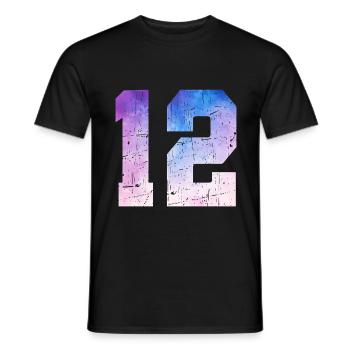 numéro 12 – Cadeau anniversaire 12 ans - T-shirt homme - noir - Devant - AI Model Male 178 light (178cm)