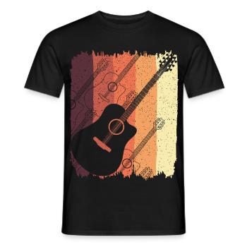 Acoustic Guitar on Sunset Stripes - Men's T-Shirt - black - Front - AI Model Male 178 light (178cm)