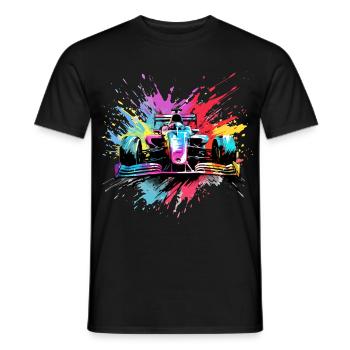 Speed Cars Racer Course Couleurs Splash Art Racing - T-shirt homme - noir - Devant - AI Model Male 178 light (178cm)