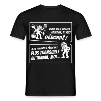 Retraité Surbooké (texte blanc) - T-shirt homme - noir - Devant - AI Model Male 178 light (178cm)