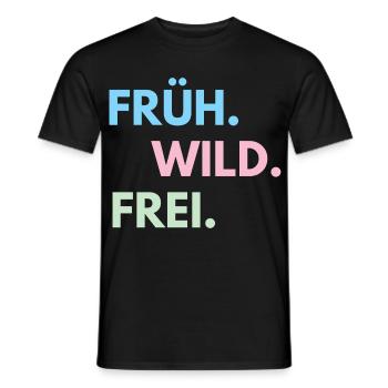 Früh Wild Frei – Frühlingsfest Festival Outfit - Männer T-Shirt - Schwarz - Vorne - AI Model Male 178 light (178cm)