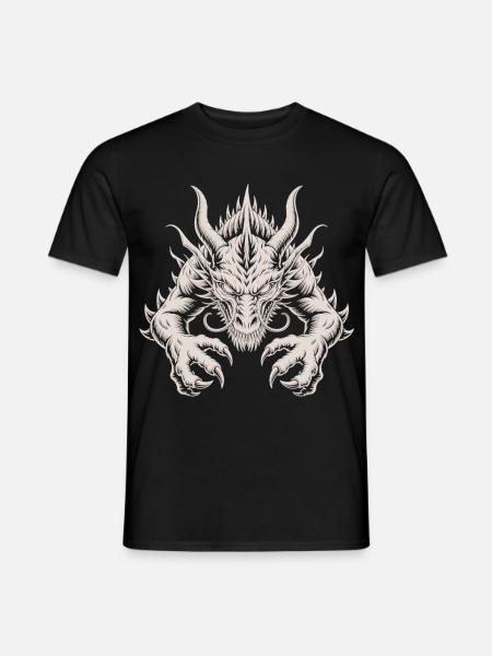 Fantasy Drachen T-Shirt – Mythologie Drache - Männer T-Shirt - Schwarz