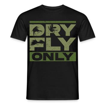Fliegenfischen Fliegenangler Dry Fly Only - Männer T-Shirt - Schwarz - Vorne - AI Model Male 178 light (178cm)