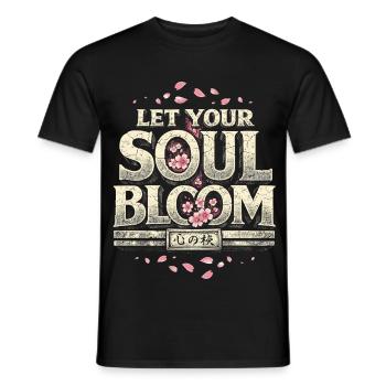 Cherry Blossom Sakura Cherry Blossom Your Soul Bloom - Men's T-Shirt - black - Front - AI Model Male 178 light (178cm)