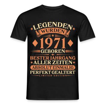 Legenden wurden 1971 geboren – 55. Geburtstag - Männer T-Shirt - Schwarz - Vorne - AI Model Male 178 light (178cm)