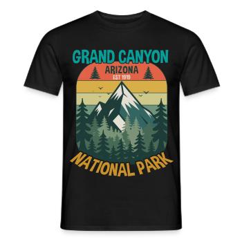 Grand Canyon Arizona Est 1919 National Park Retro - Men's T-Shirt - black - Front - AI Model Male 178 light (178cm)