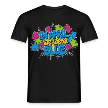 In April we wear Blue - Men's T-Shirt - black - Front - AI Model Male 178 light (178cm)
