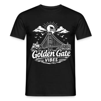 Golden Gate Vibes San Francisco Skyline - Men's T-Shirt - black - Front - AI Model Male 178 light (178cm)