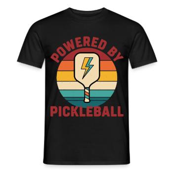 Pickleball Funny Player Powered By Pickleball - Men's T-Shirt - black - Front - AI Model Male 178 light (178cm)