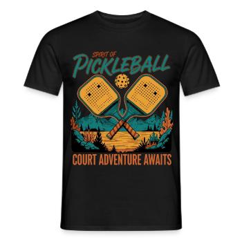 Pickleball Spirit Of Pickleball Court Adventure - Men's T-Shirt - black - Front - AI Model Male 178 light (178cm)