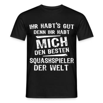 Squashspieler - Männer T-Shirt - Schwarz - Vorne - AI Model Male 178 light (178cm)