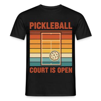 Pickleball-Platz ist offen, lustiger Spieler Pickle Ball - Männer T-Shirt - Schwarz - Vorne - AI Model Male 178 light (178cm)