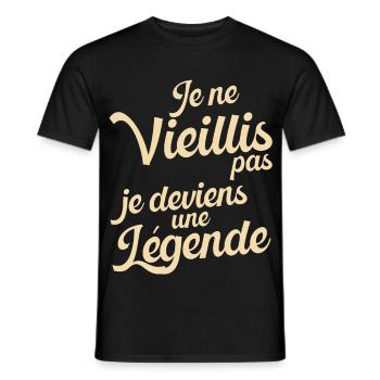 Idée Cadeau Anniversaire Humour Original Légende - T-shirt homme - noir - Devant - AI Model Male 178 light (178cm)