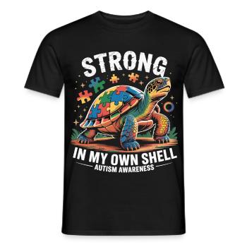 Autism Awareness Shirt – Strong In My Own Shell - Men's T-Shirt - black - Front - AI Model Male 178 light (178cm)
