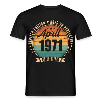 Vintage retro birthday gift from April 1971 - Men's T-Shirt - black - Front - AI Model Male 178 light (178cm)