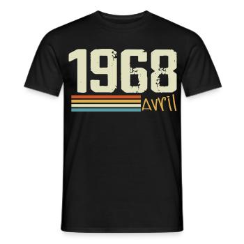 Né en avril 1968 - T-shirt homme - noir - Devant - AI Model Male 178 light (178cm)