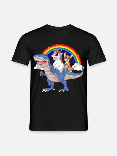 Chihuahua-Einhorn-Dinosaurier-Hemd - Männer T-Shirt - Schwarz
