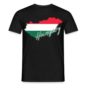 Carte avec le drapeau de la Hongrie, j’adore la Hongrie - T-shirt homme - noir - Devant - AI Model Male 178 light (178cm)