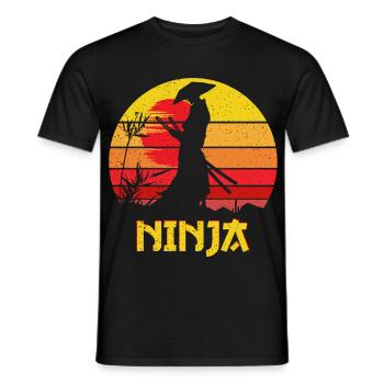 Silhouette de Ninja du Coucher de Soleil - T-shirt homme - noir - Devant - AI Model Male 178 light (178cm)